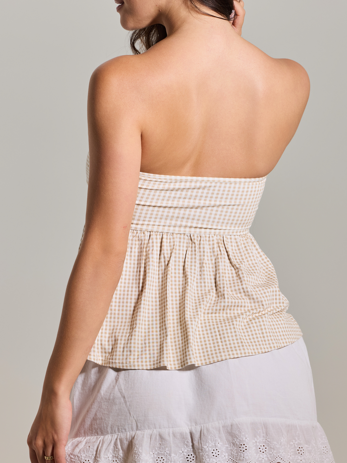 --Tan and White Gingham