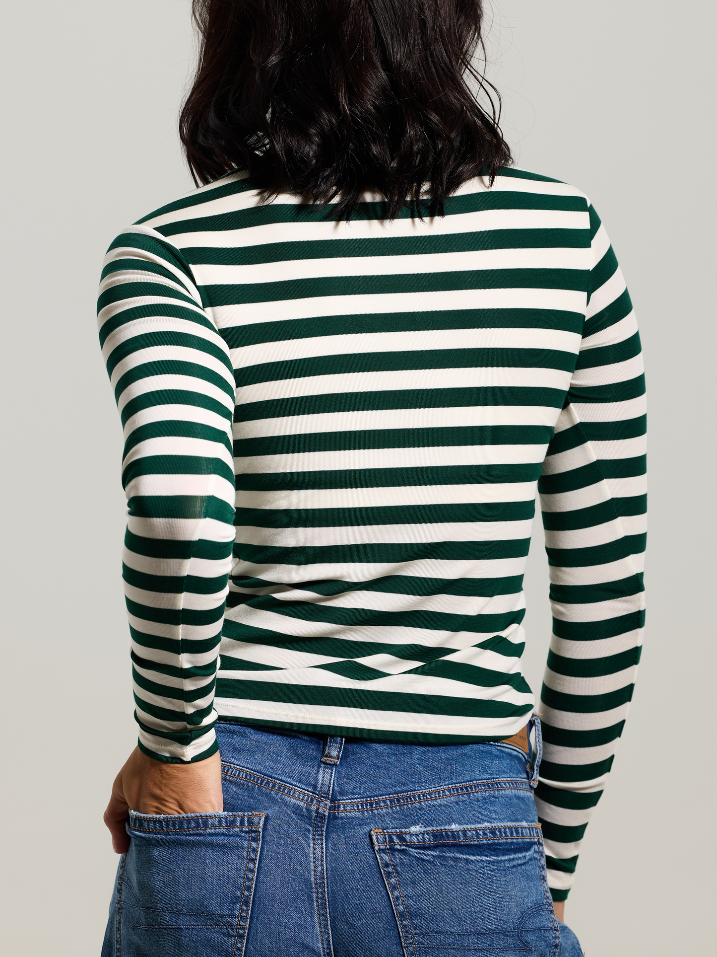 --Emerald and Cream Stripes
