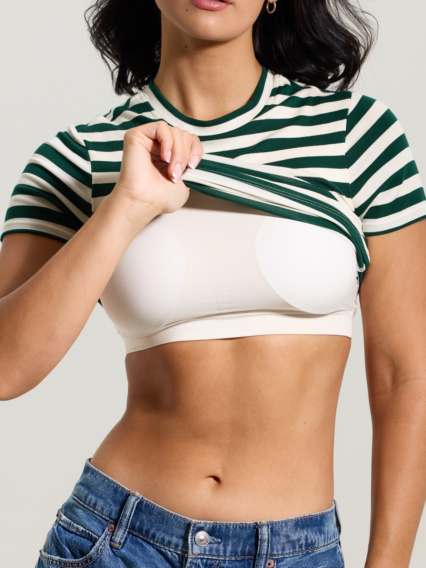 --Emerald and Cream Stripes