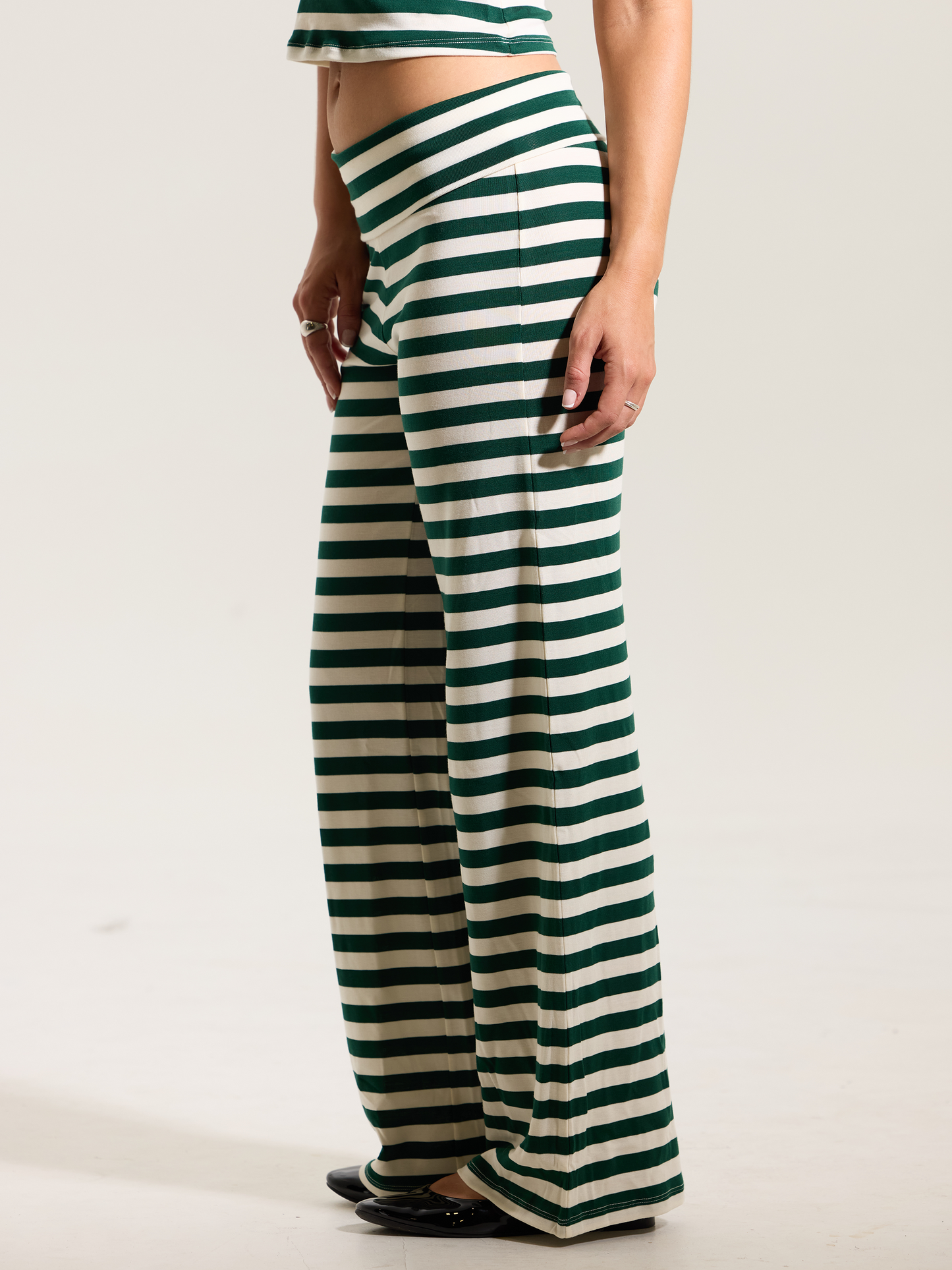 --Emerald and Cream Stripes
