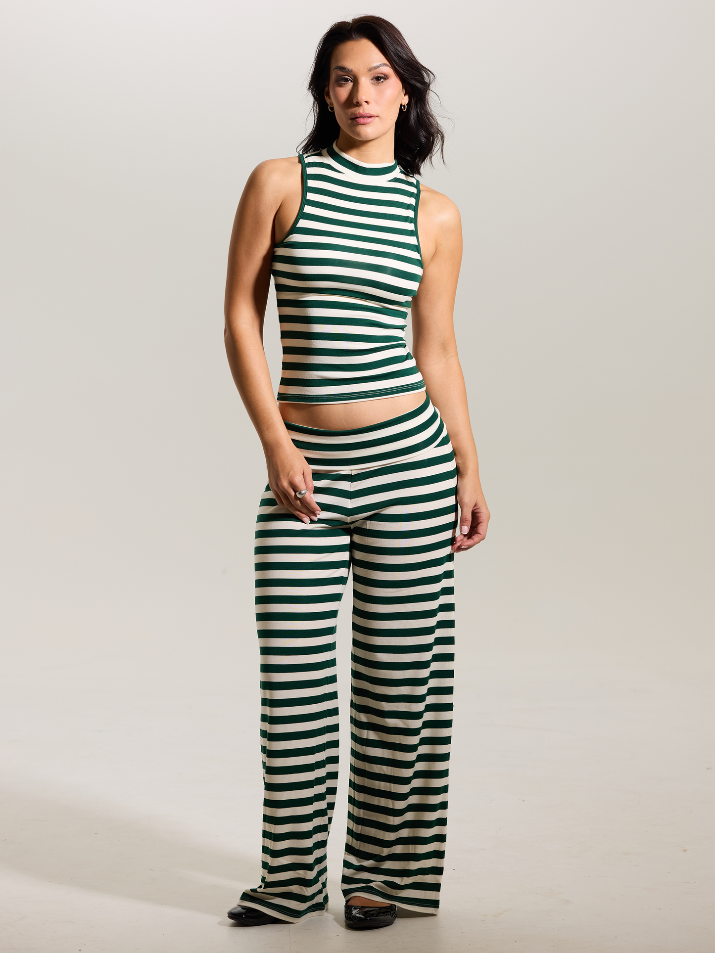 --Emerald and Cream Stripes