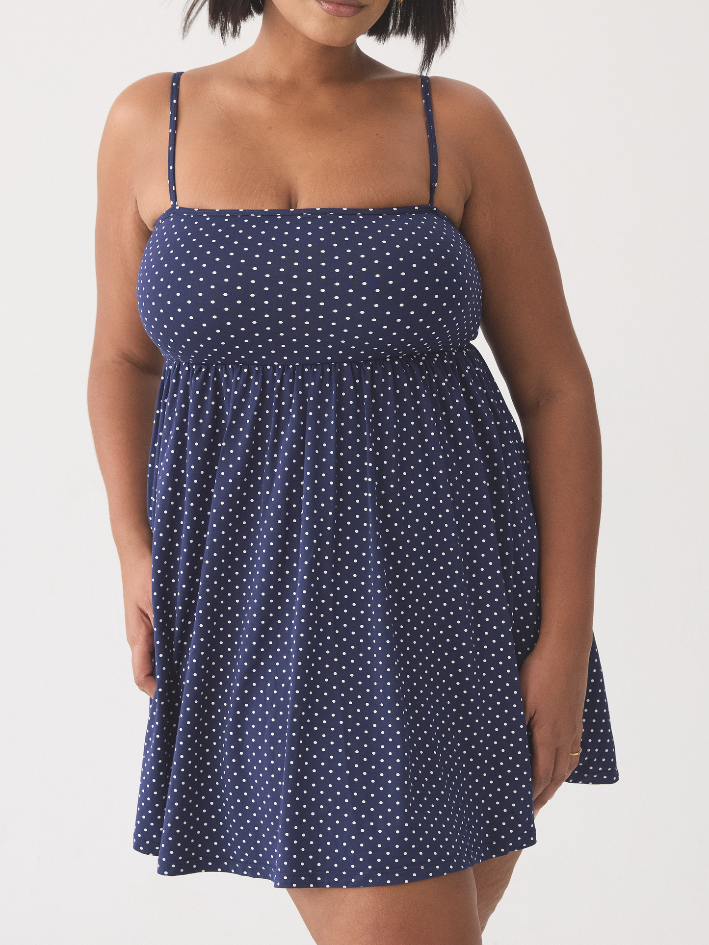 --Navy and White Polka Dot