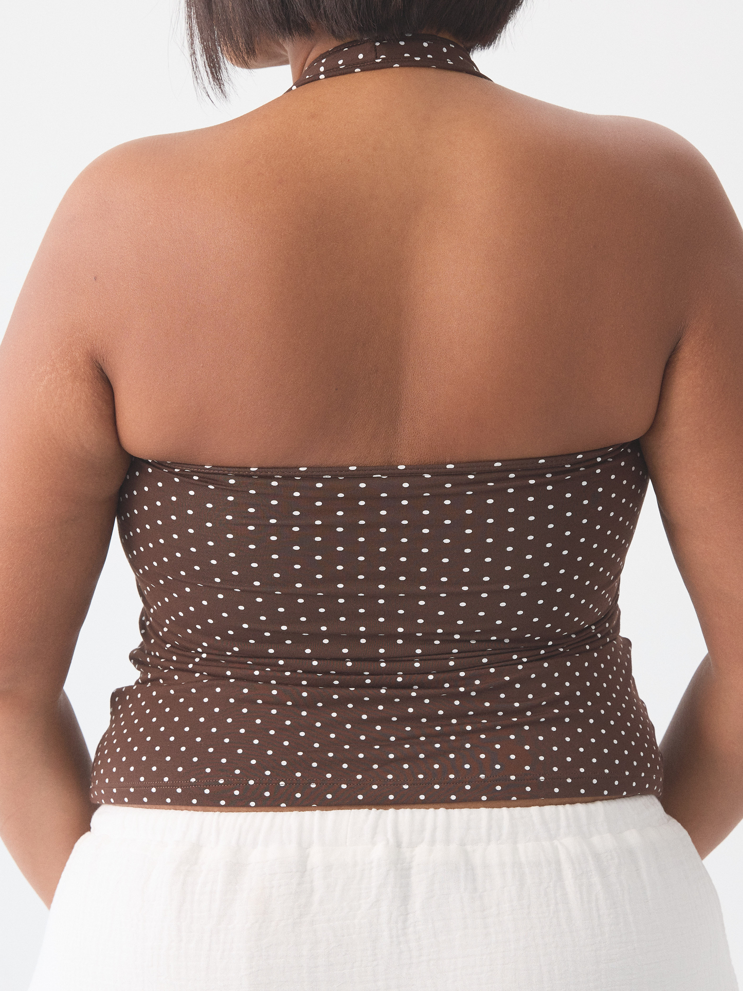 --Brown and White Polka Dot