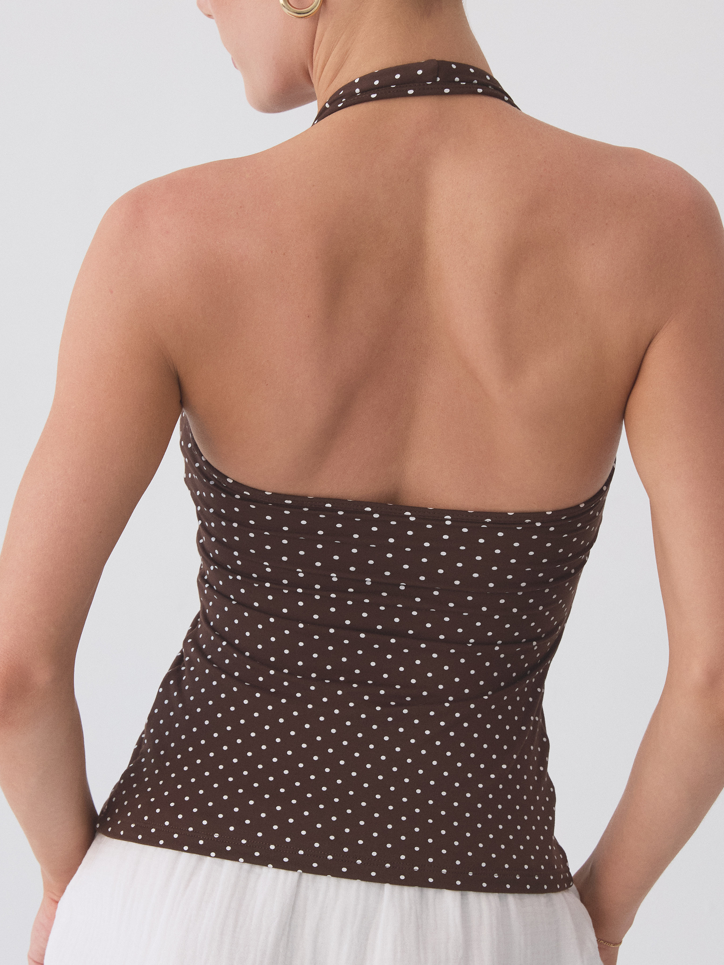 --Brown and White Polka Dot