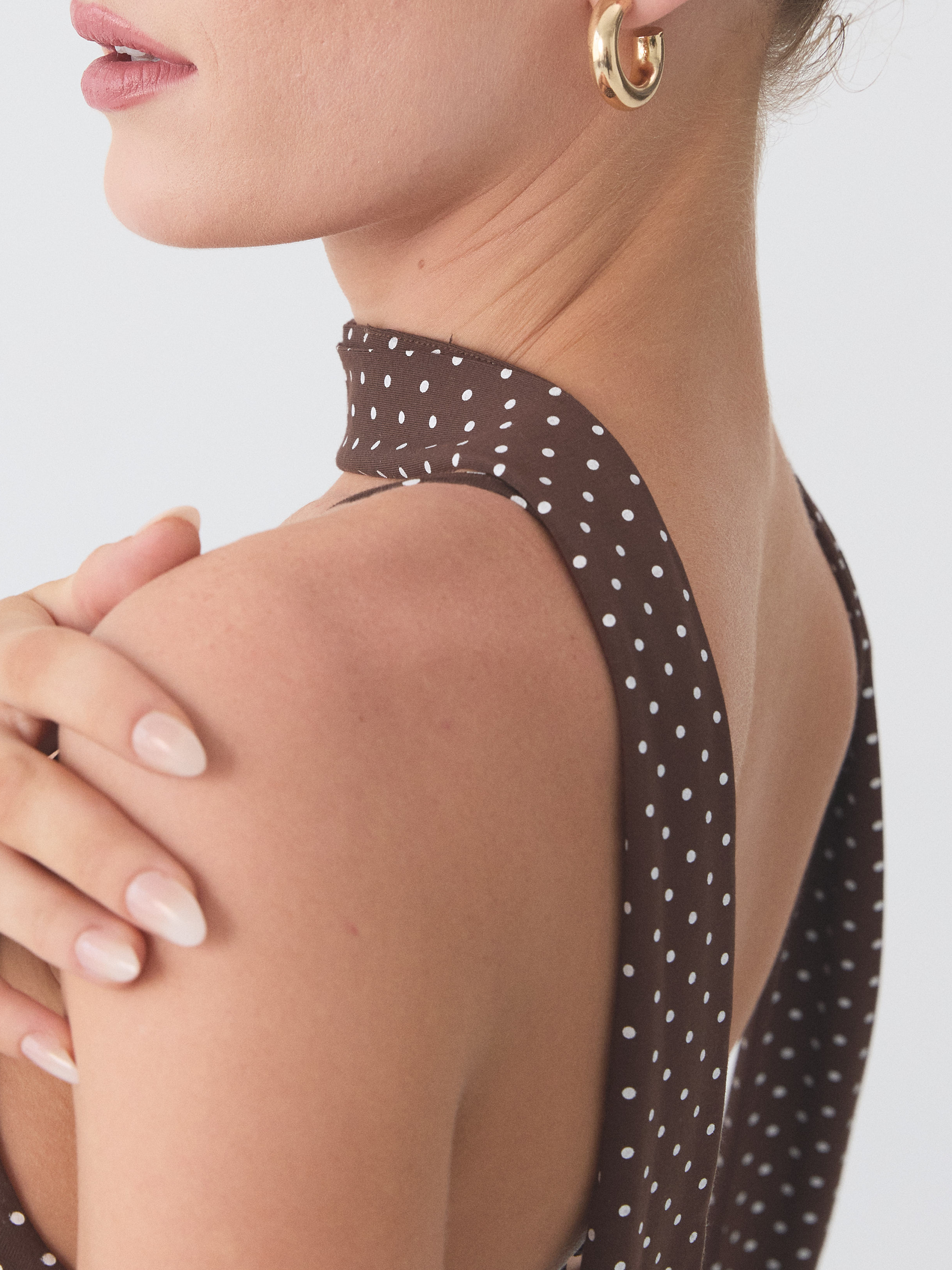 --Brown and White Polka Dot