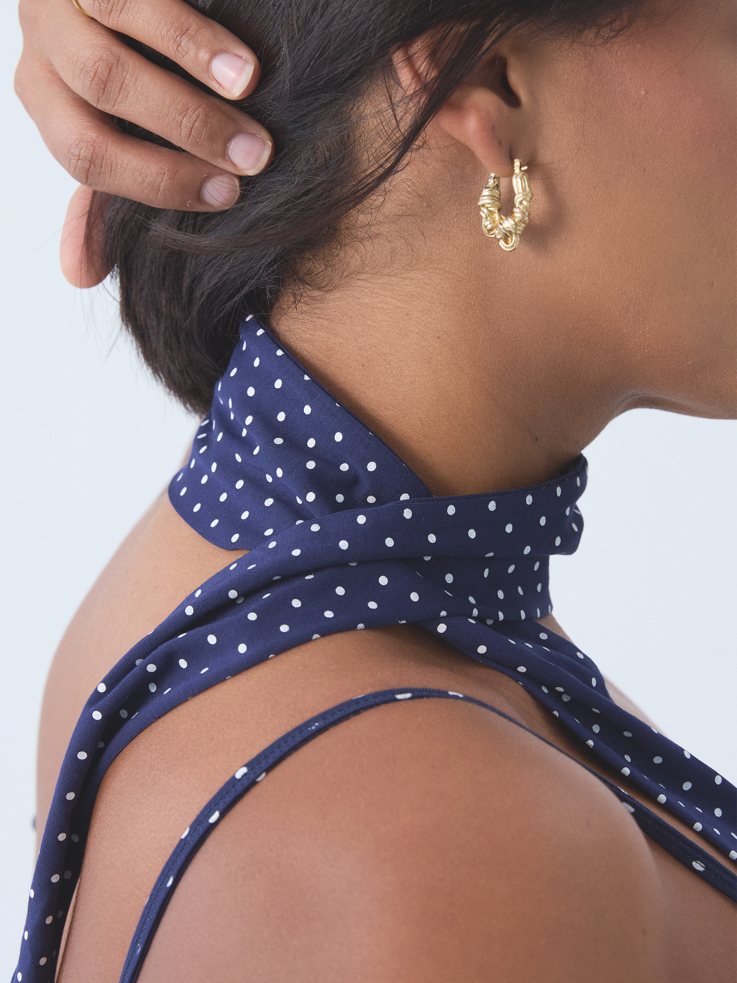 --Navy and White Polka Dot