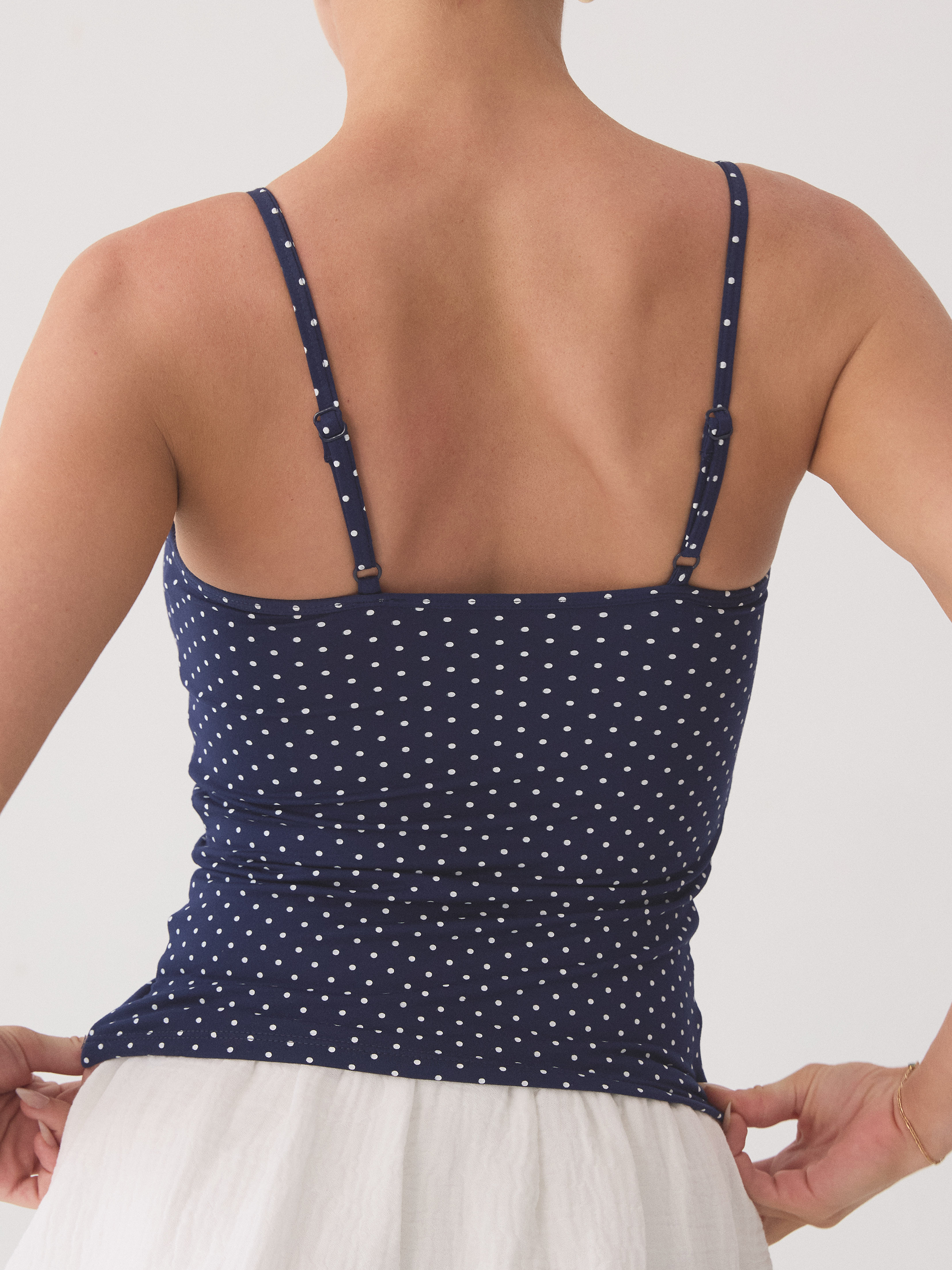 --Navy and White Polka Dot