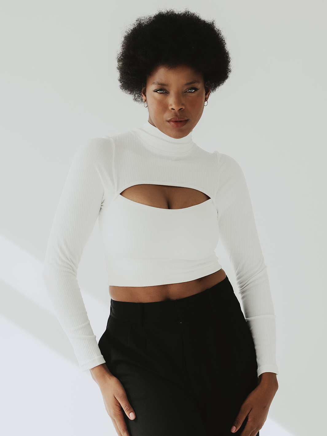 White long sleeve crop 2025 top turtleneck