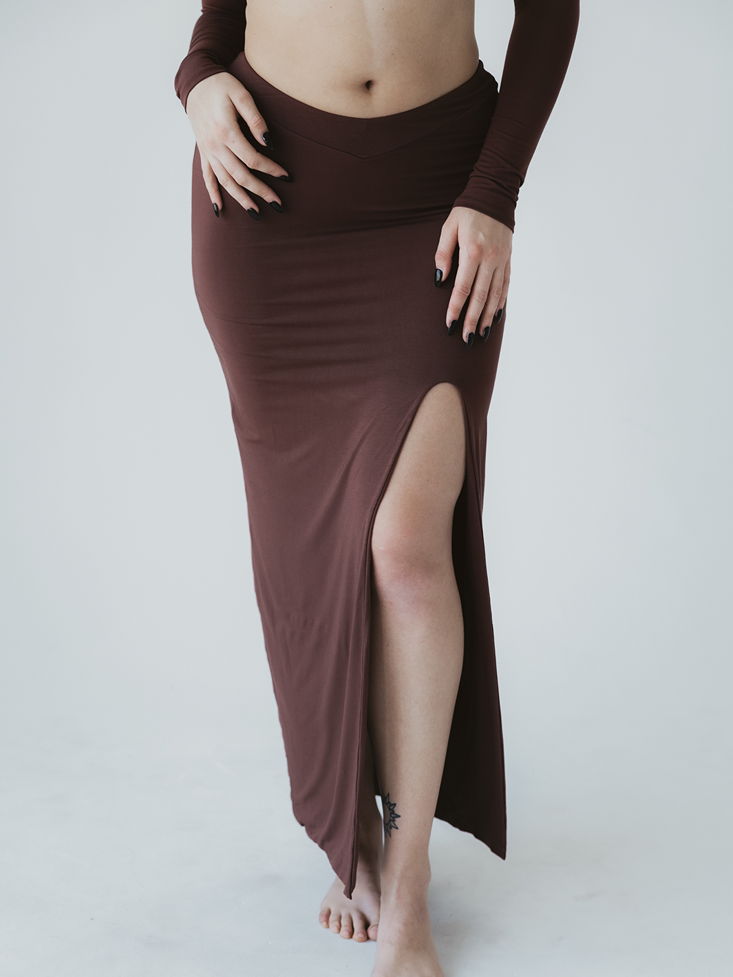 V Cut Maxi Skirt Klassy Network