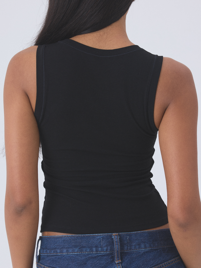 Tied Printed Square Neck Tank