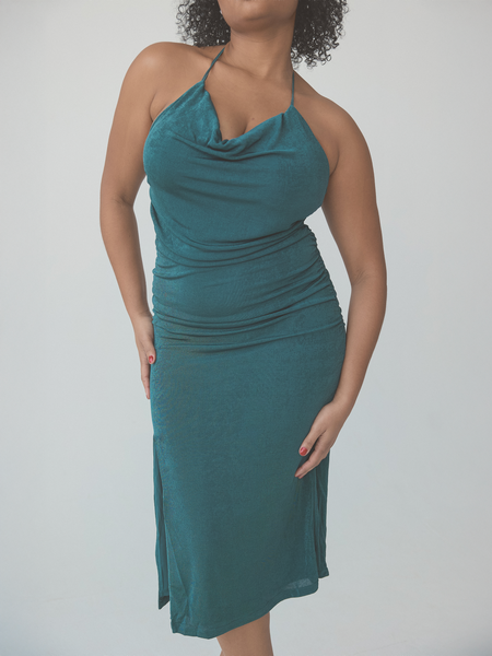 Cowl Neck Halter Midi Dress (Copy) Teal / XXS