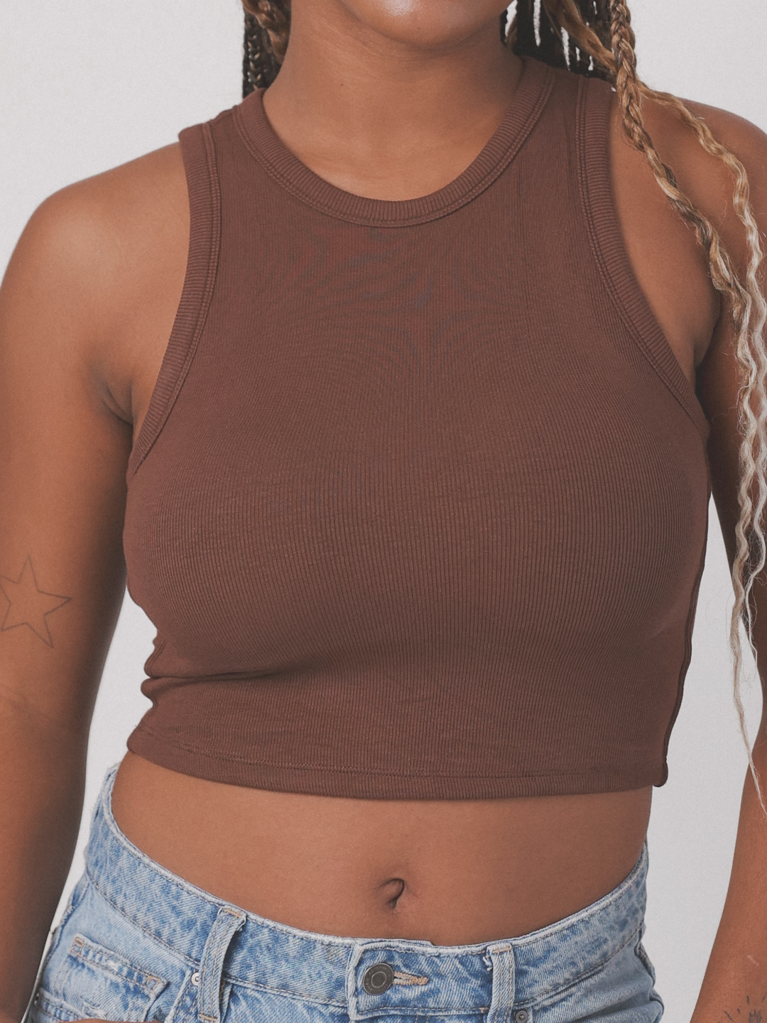 Chunky Binding Ribbed High Neck Brami (Crop)