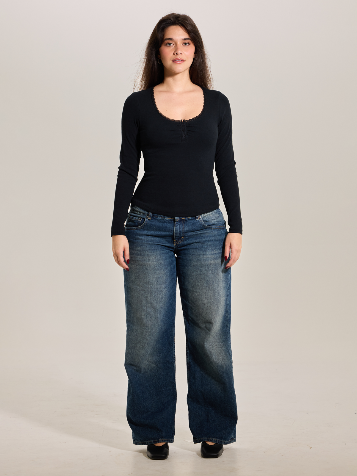 Lace Trim Henley Long Sleeve – Klassy Network