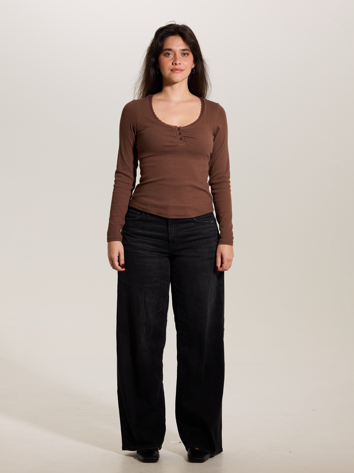 Lace Trim Henley Long Sleeve – Klassy Network