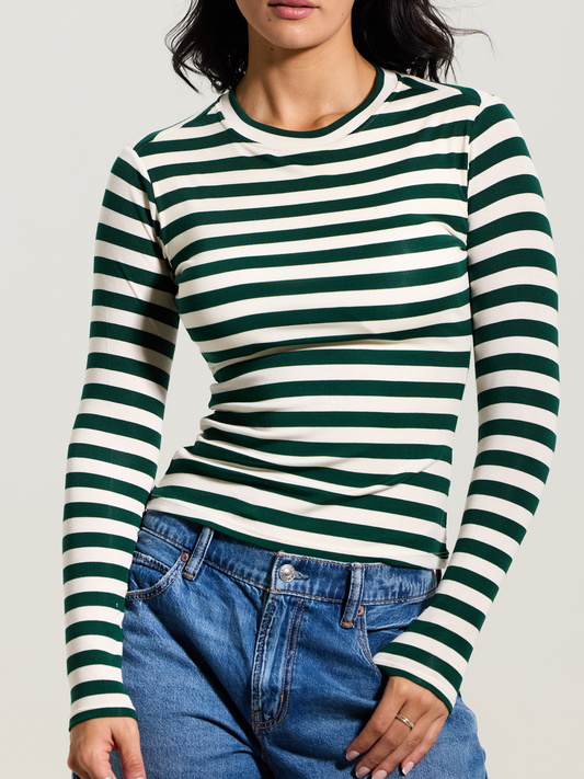 --Emerald and Cream Stripes