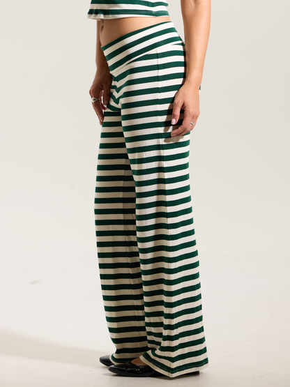 --Emerald and Cream Stripes