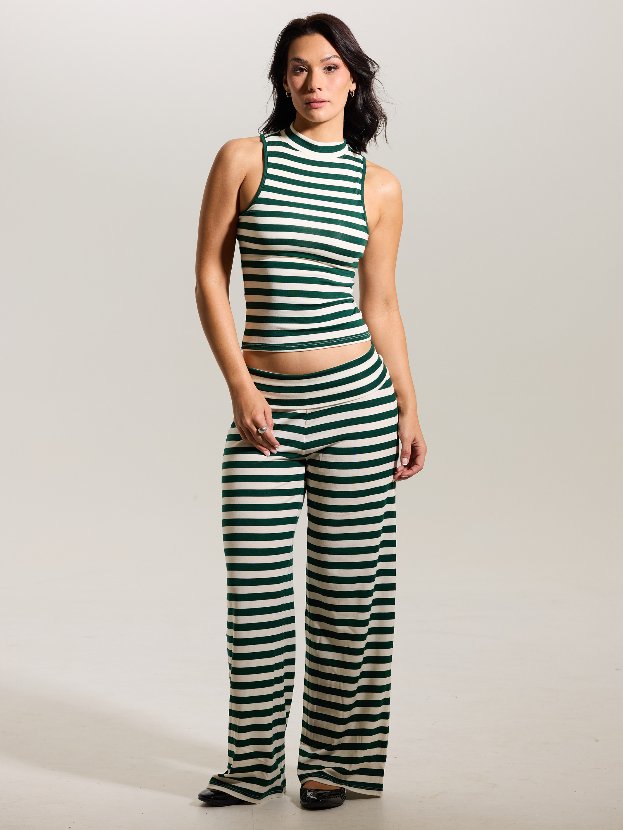 --Emerald and Cream Stripes