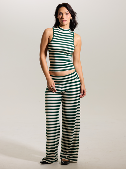 --Emerald and Cream Stripes