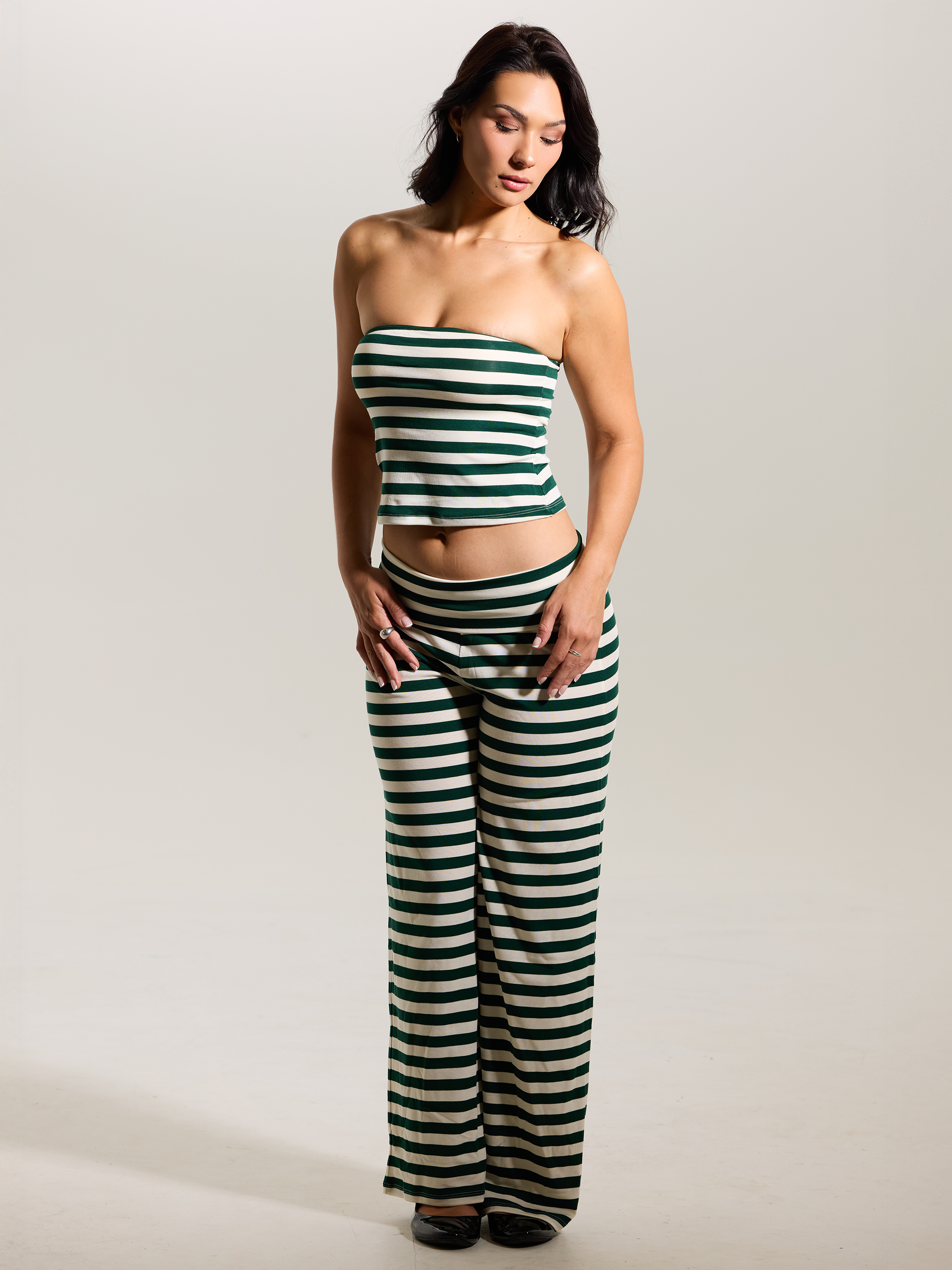 --Emerald and Cream Stripes