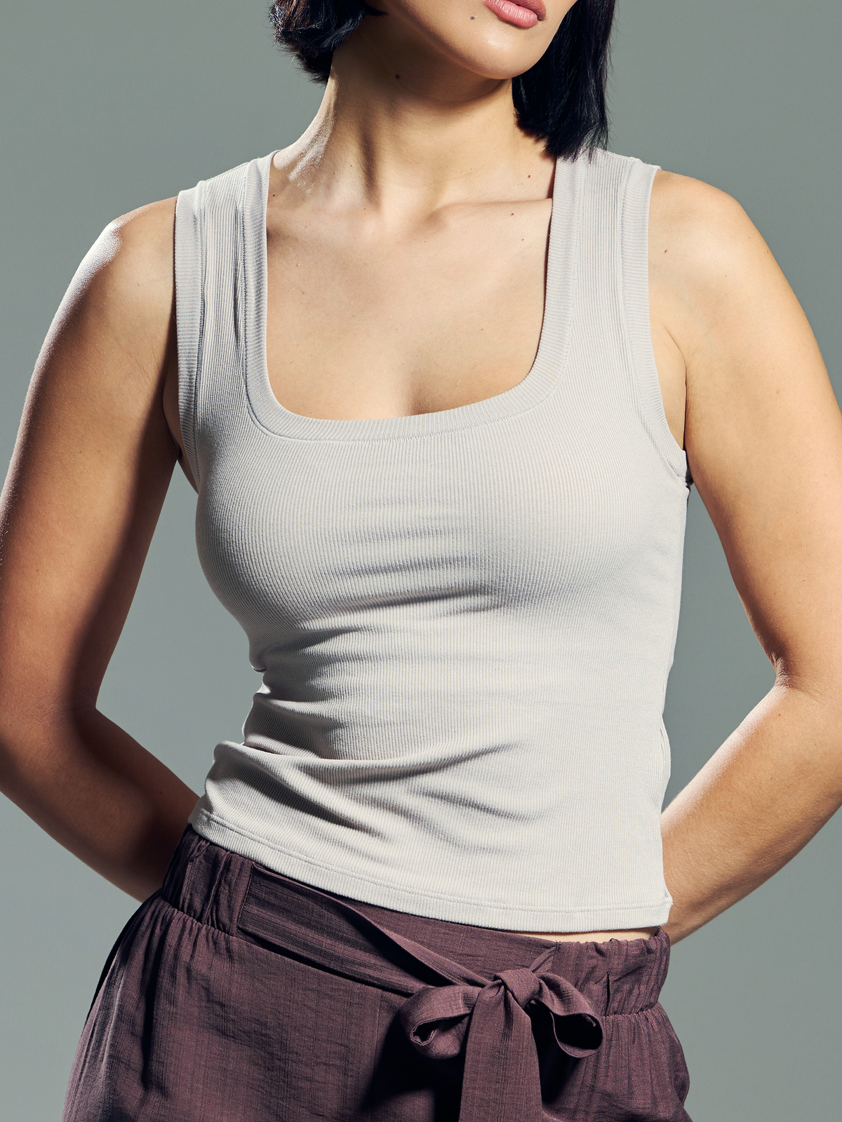 Chunky Binding Ribbed Square Neck Tank – Klassy Network