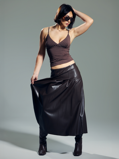 --Brown and White Polka Dot