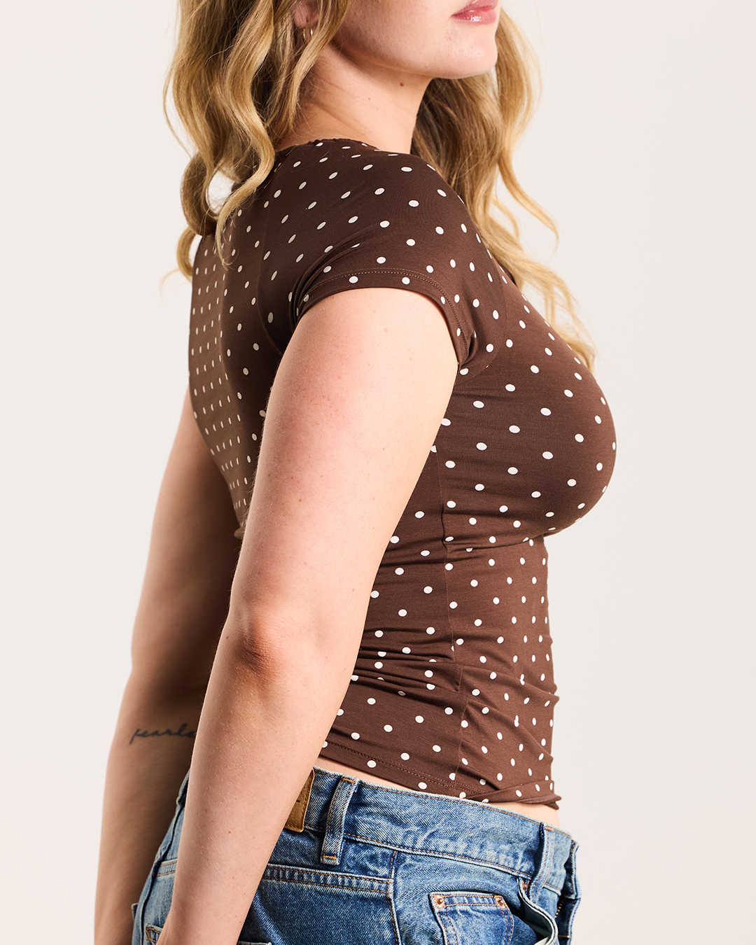 --Brown and Cream Polka Dot