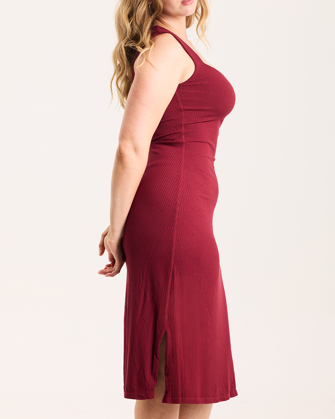 Ribbed Square Neck Tank Midi Brami Dress - Klassy Fall '26