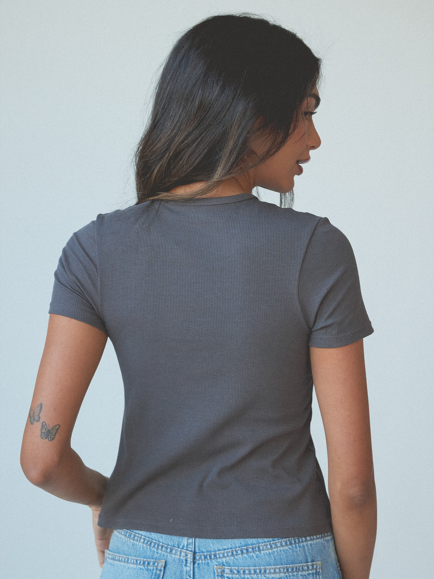 Klassy Network Grey Ribbed T-Shirt Brami (Medium)