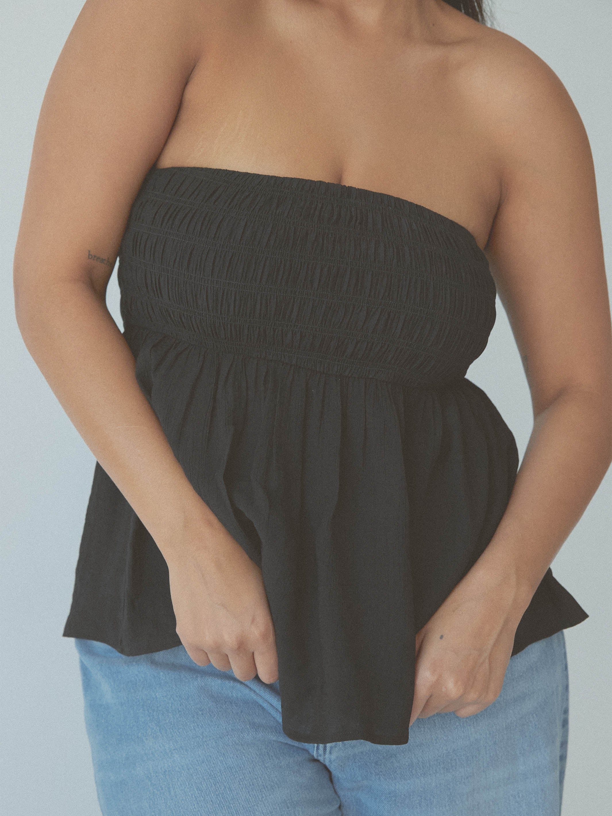 Black flowy tube top on sale