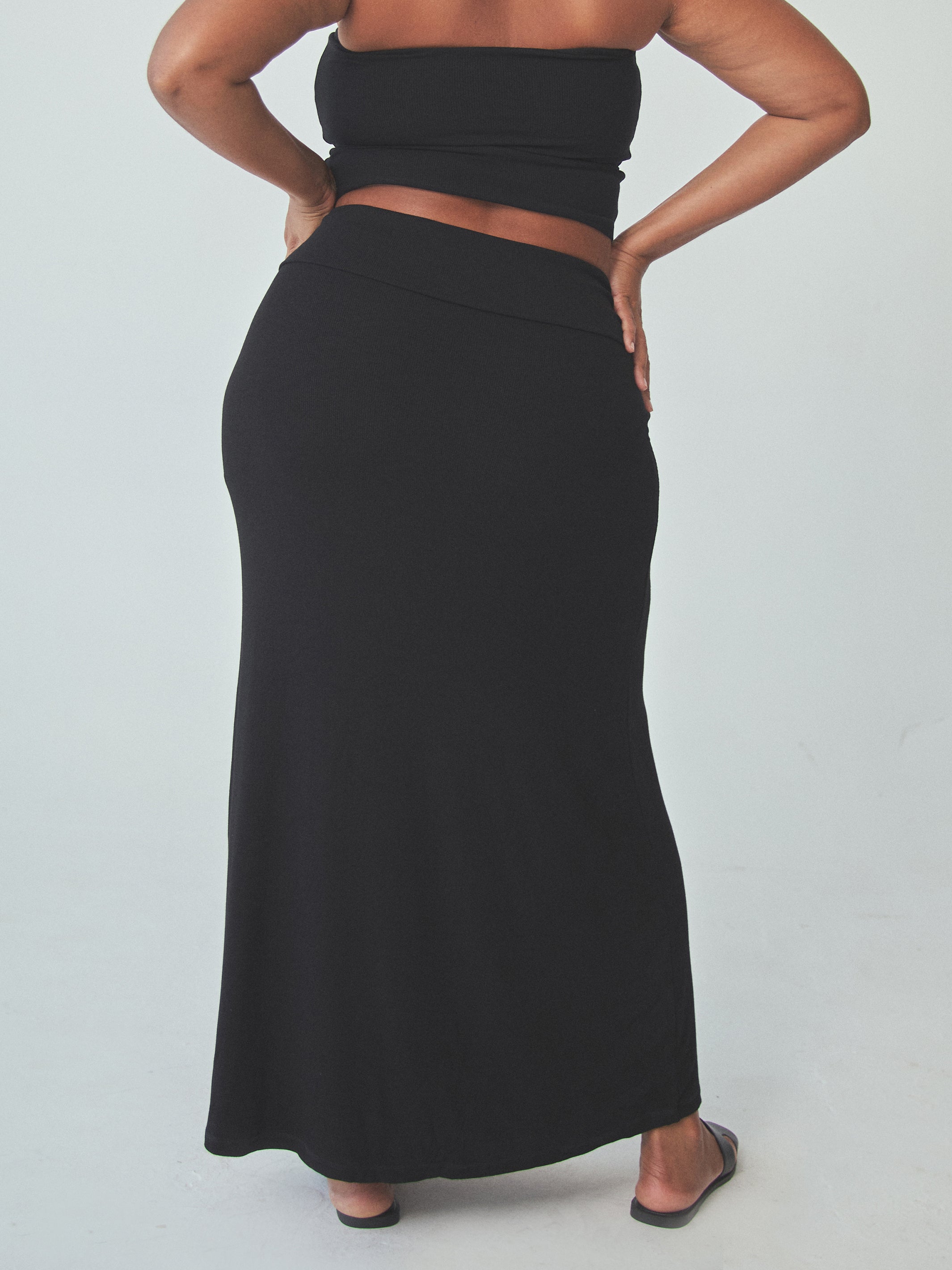 Ribbed Fold Over Maxi Skirt Klassy Network