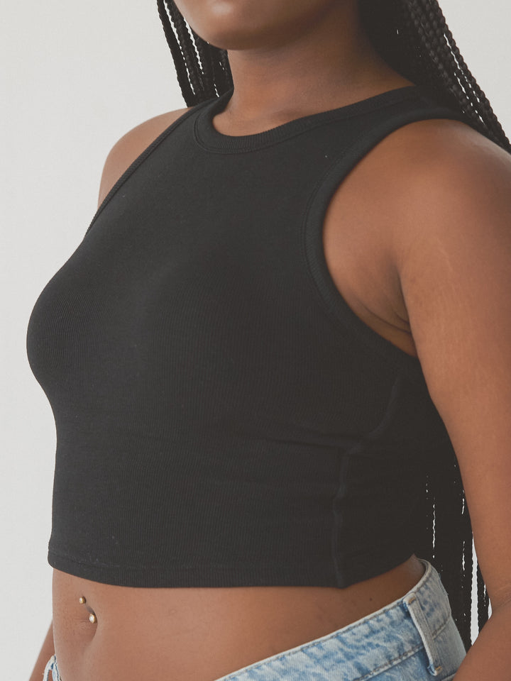 Chunky Binding Ribbed High Neck Brami (Crop)