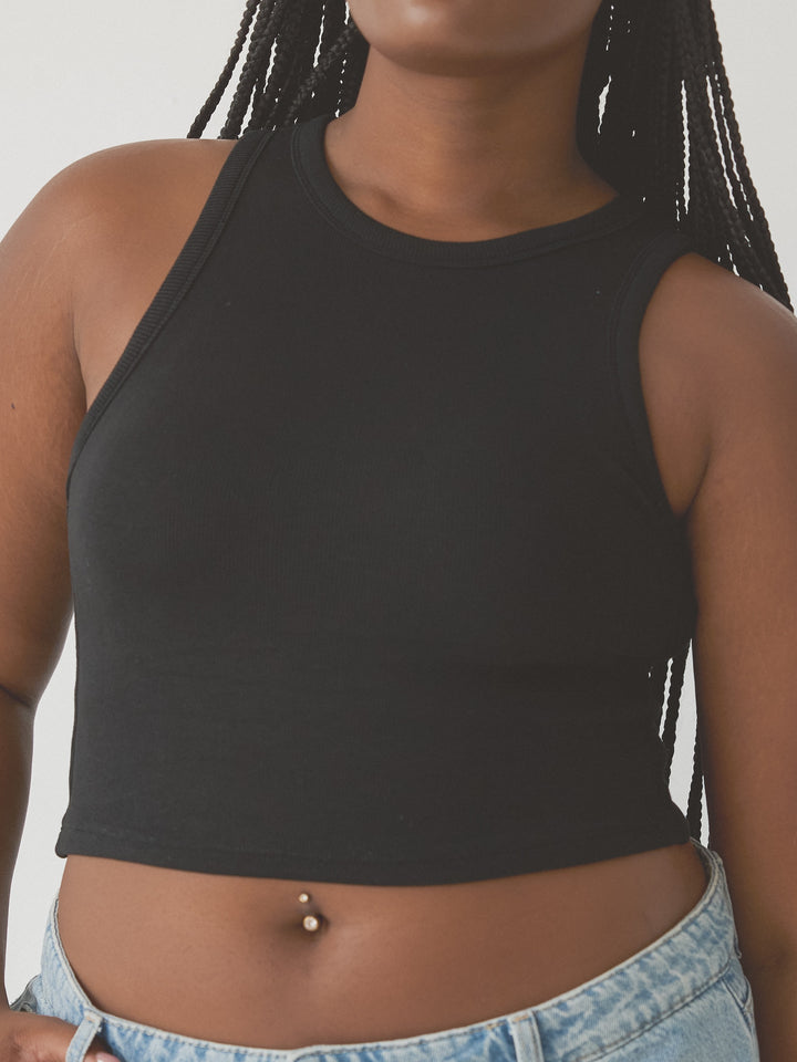 Chunky Binding Ribbed High Neck Brami (Crop)