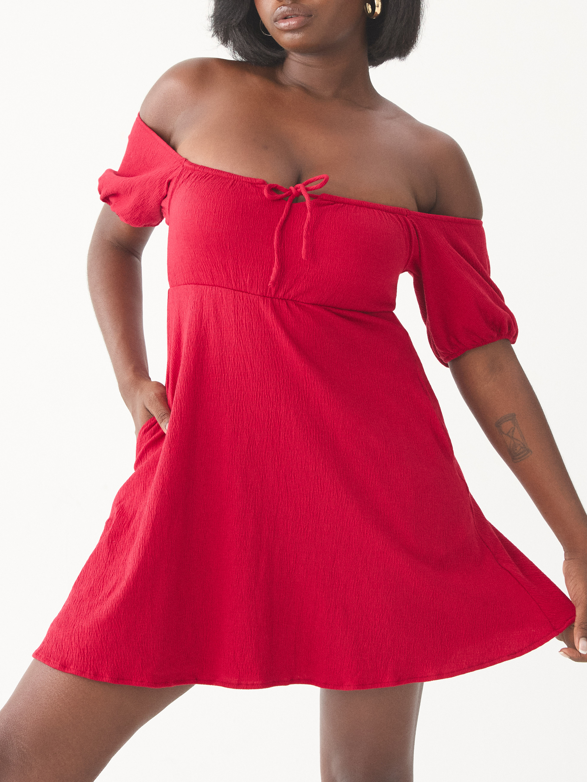 red milkmaid dress Off The Shoulder Milkmaid Mini Dress Lemon Yellow / S