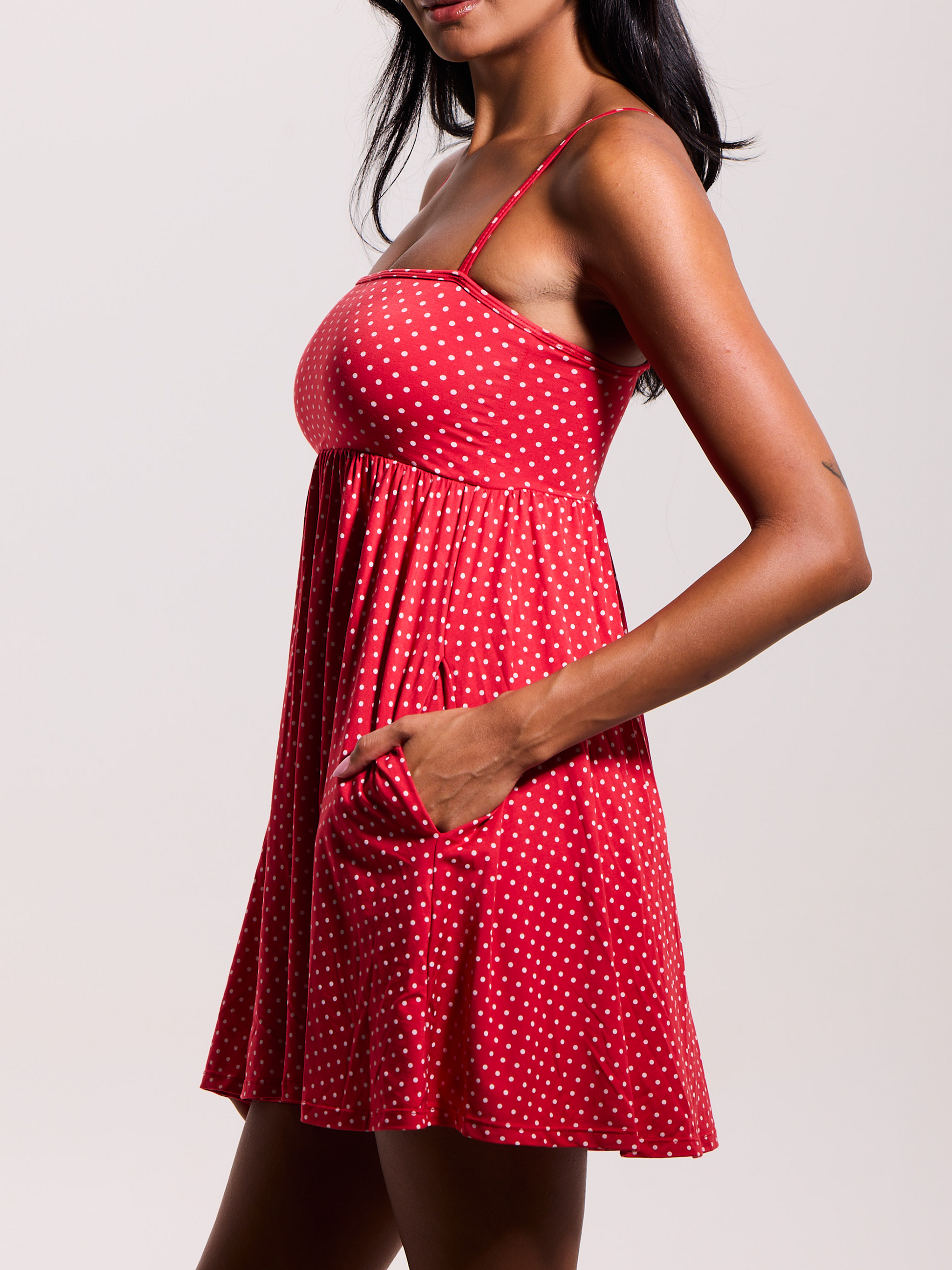 Babydoll Mini Dress White and Black Polka Dot / 2XL Babydoll Mini Dress White and Black Polka Dot / 2XL