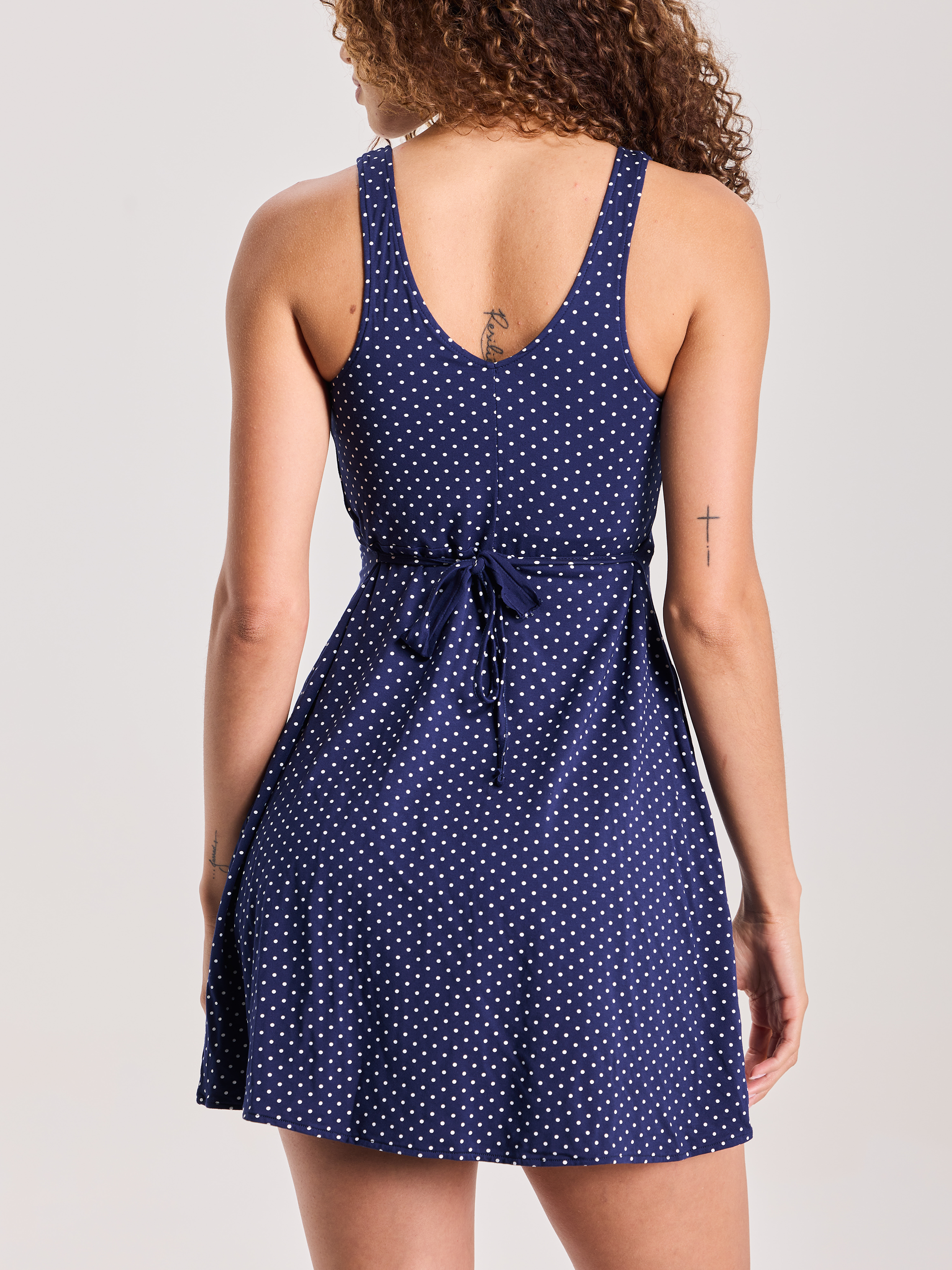 --Navy and White Polka Dot