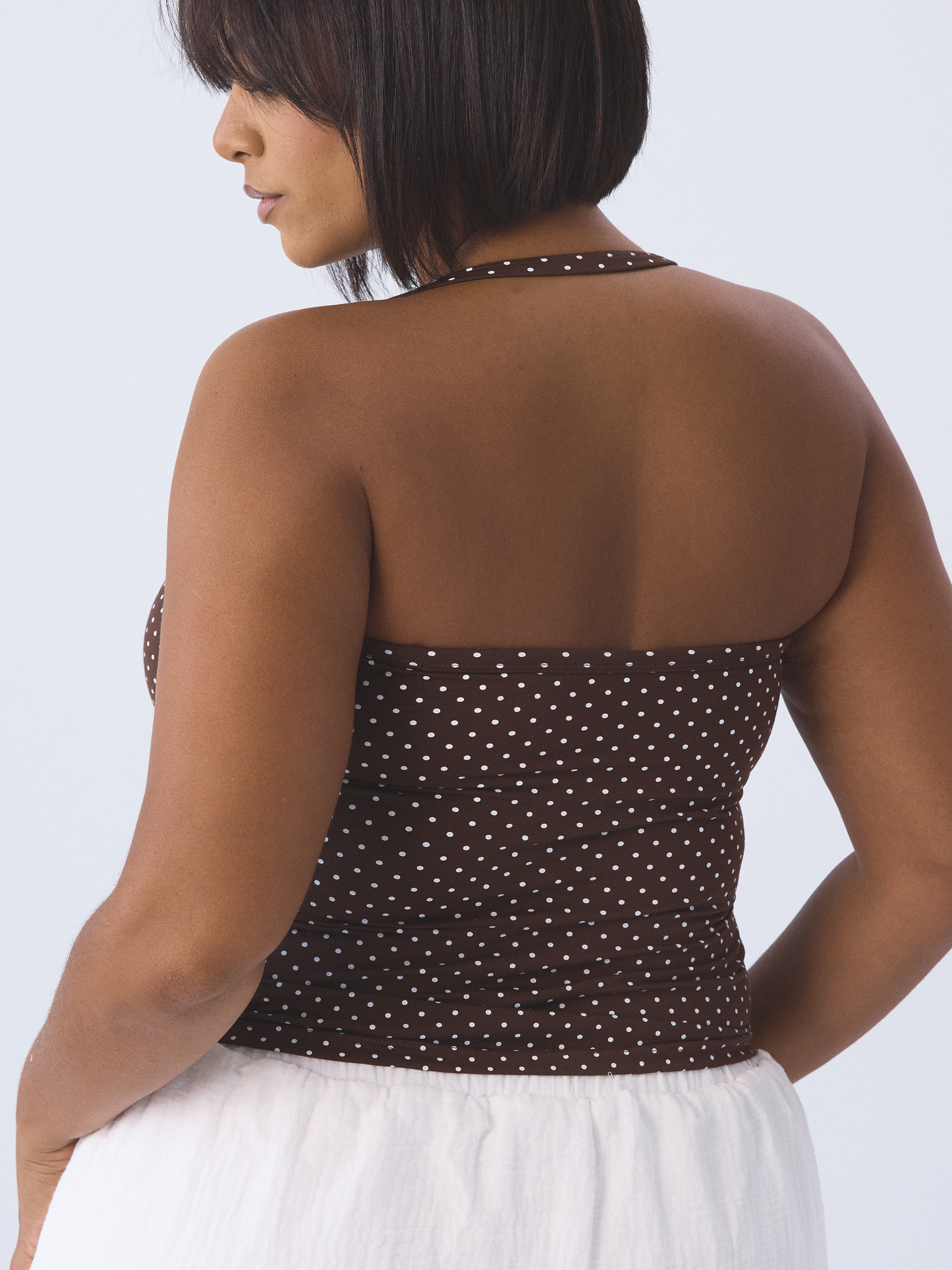 --Brown and White Polka Dot