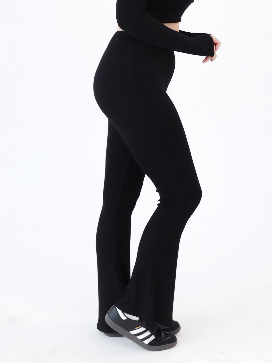 Soft Ribbed Knit Lounge Flare Pants