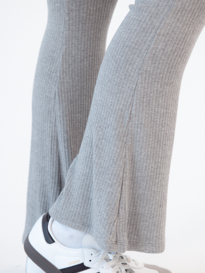 Soft Ribbed Knit Lounge Flare Pants