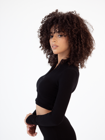 Soft Ribbed Long Sleeve Half Zip Brami (Crop)