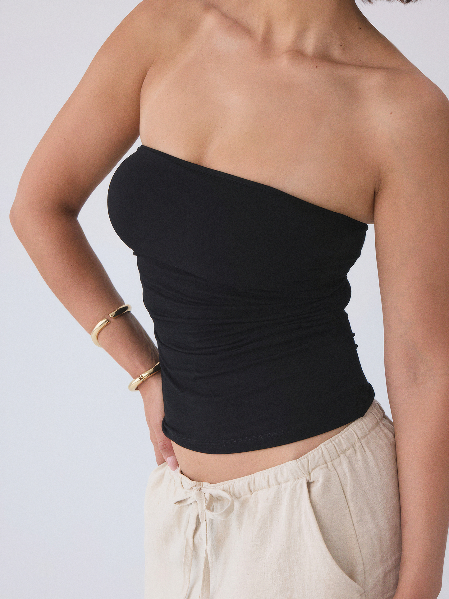 Solid Ruched Tube Top