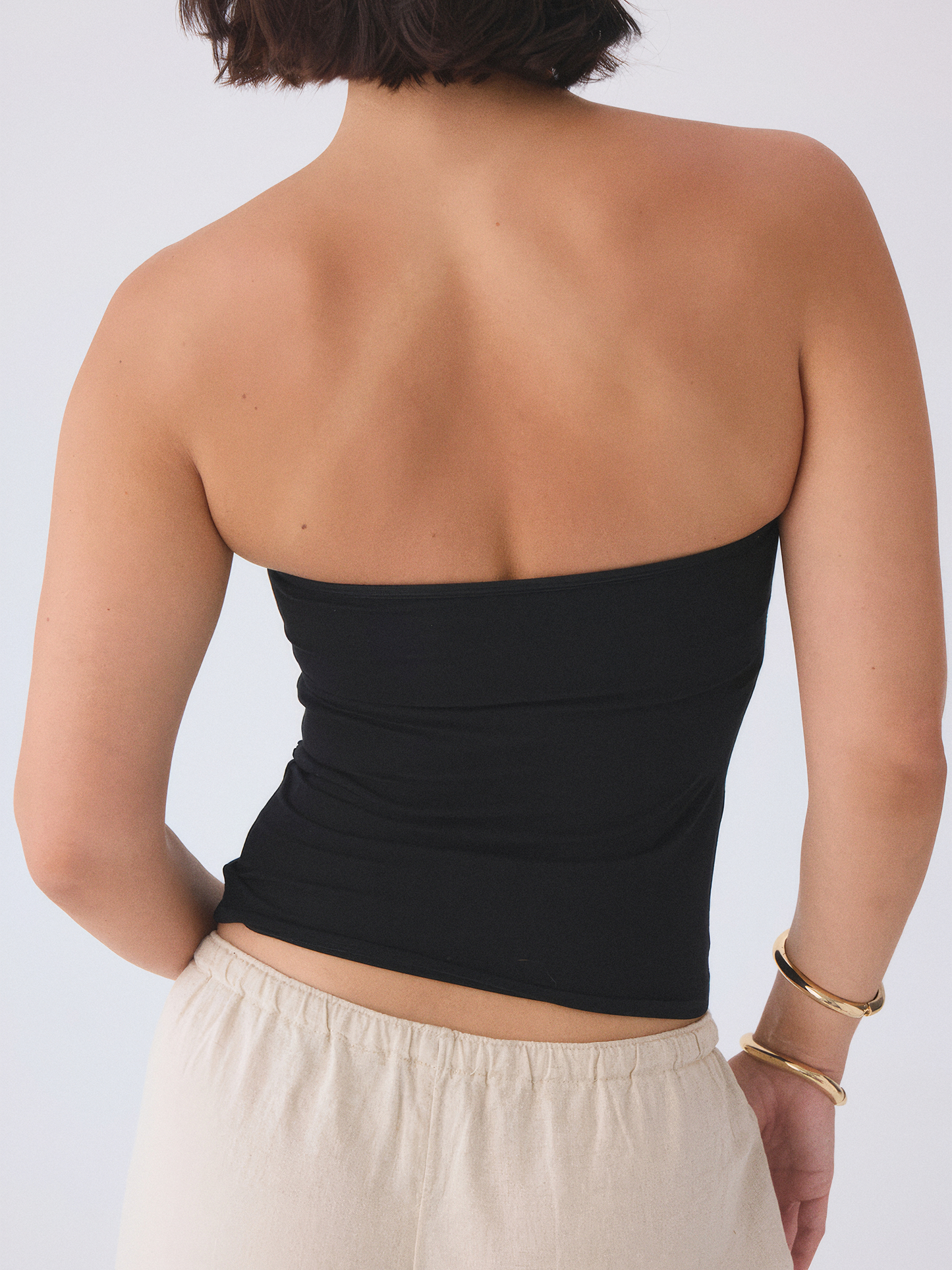 Solid Ruched Tube Top