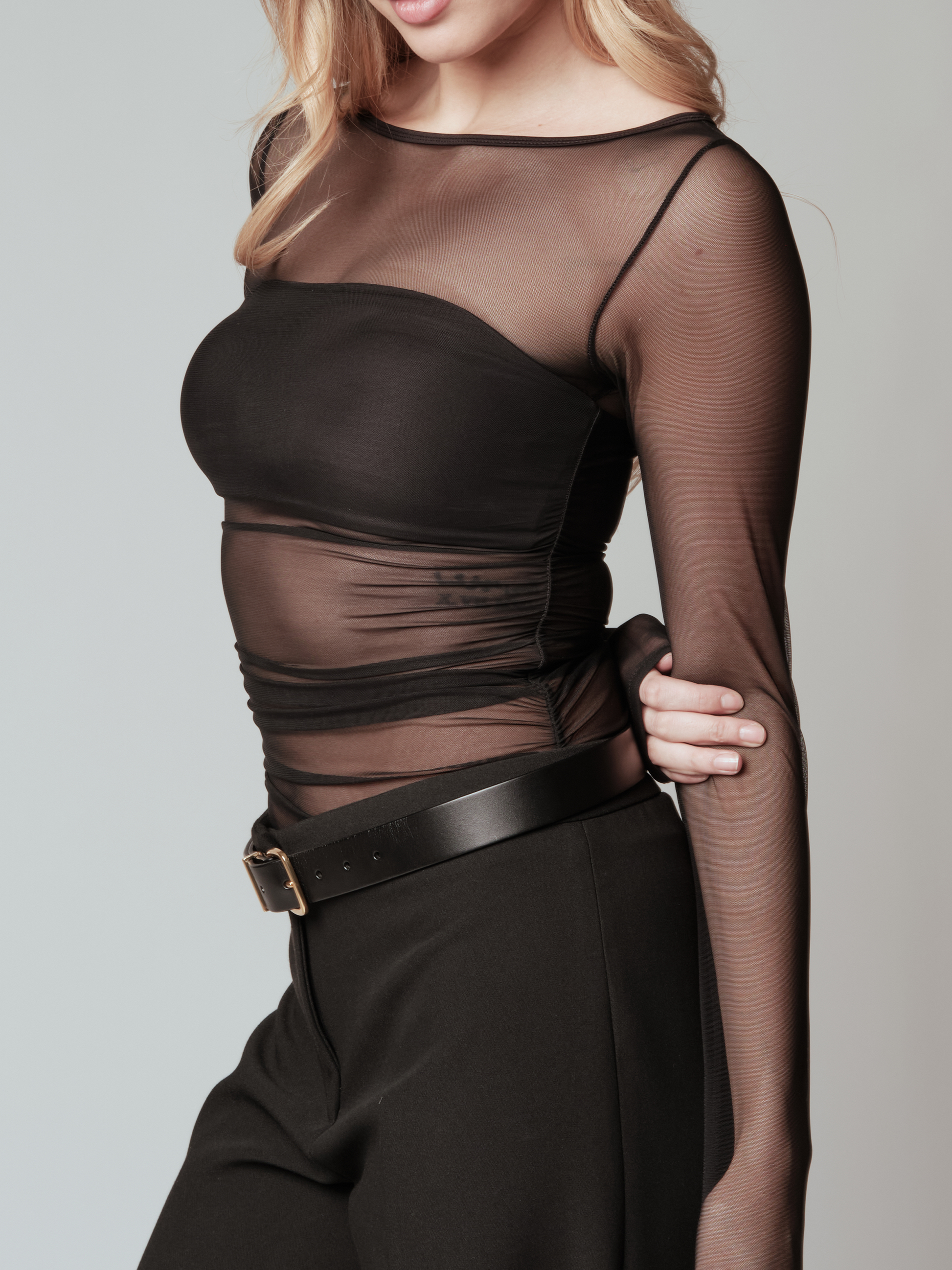 Mesh Bandeau Long Sleeve - Black / XS Mesh Bandeau Long Sleeve - Black / XS