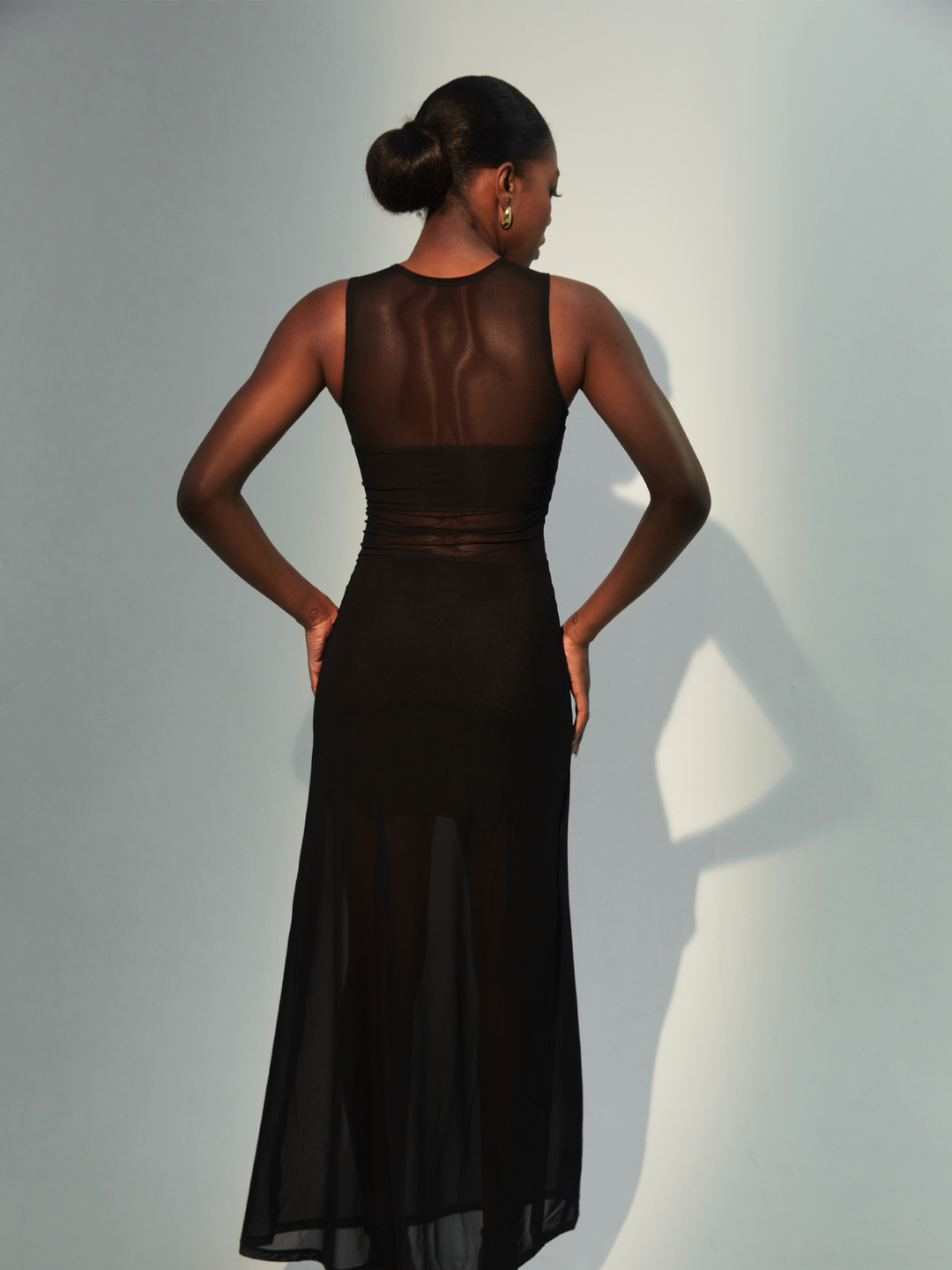 Braless High Neck Mesh Maxi Dress