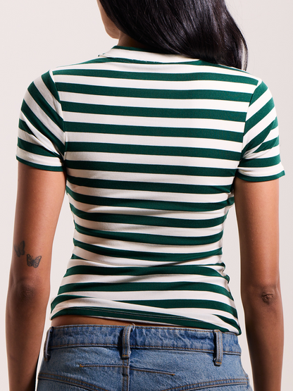 --Emerald and Cream Stripes