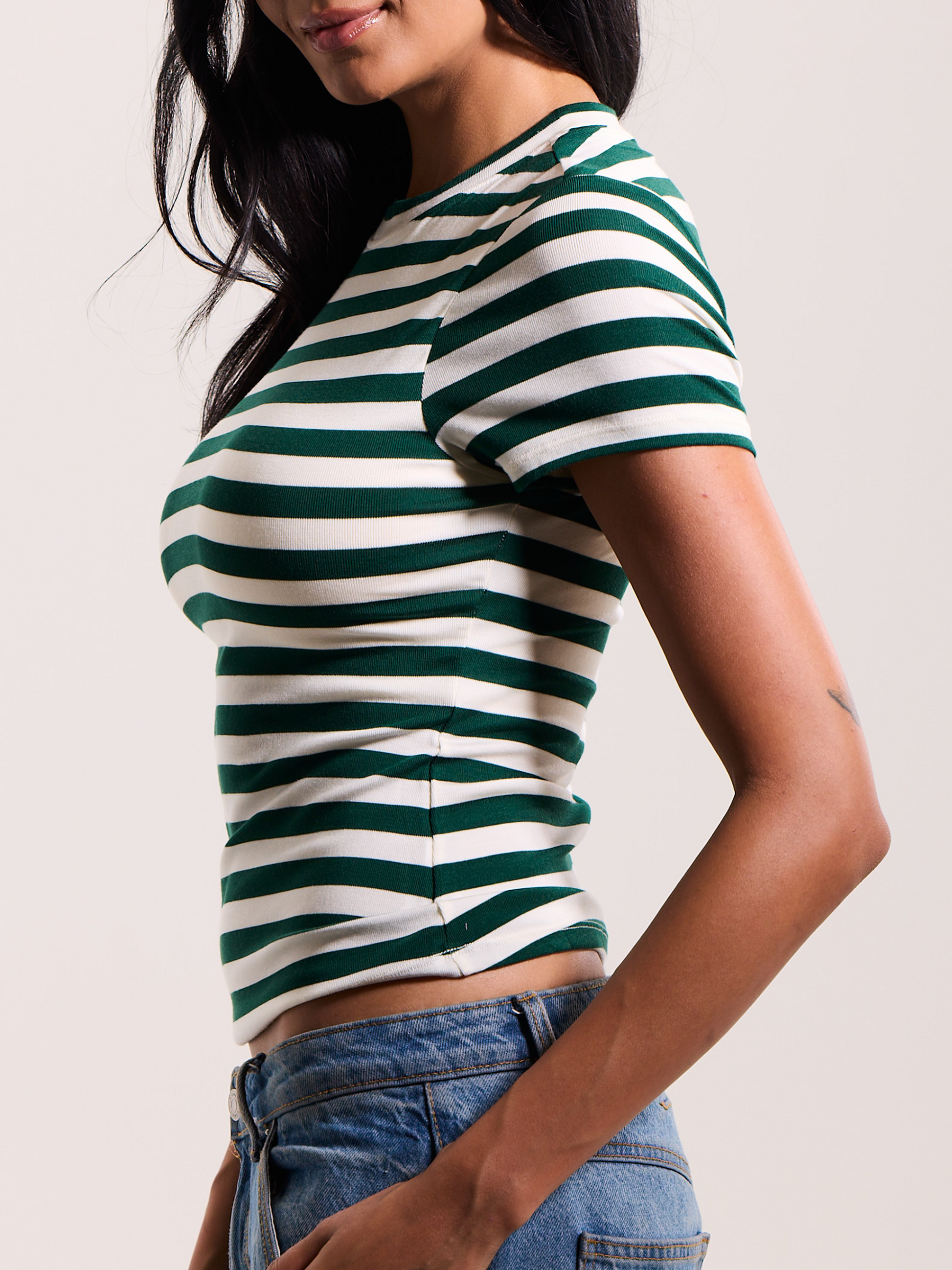 --Emerald and Cream Stripes