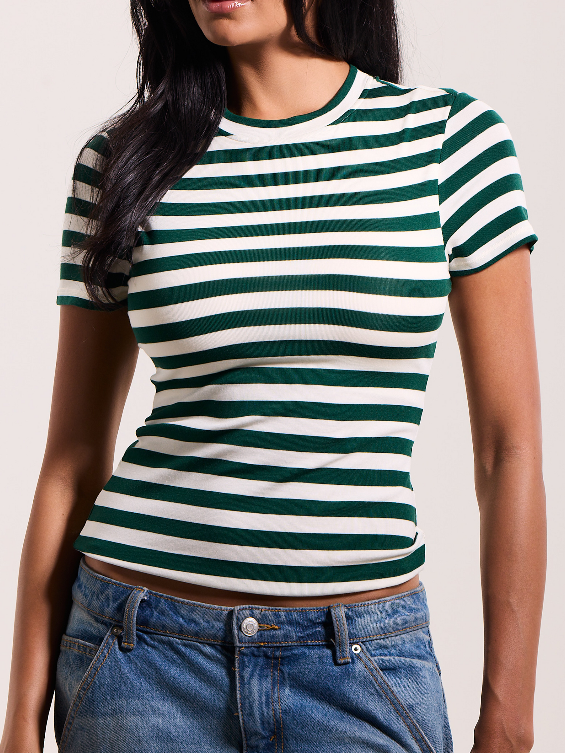 --Emerald and Cream Stripes