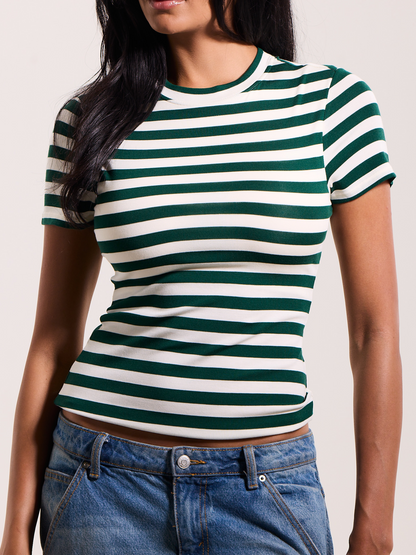 --Emerald and Cream Stripes