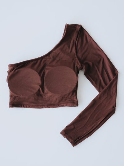 One Shoulder Long Sleeve Brami (Crop)