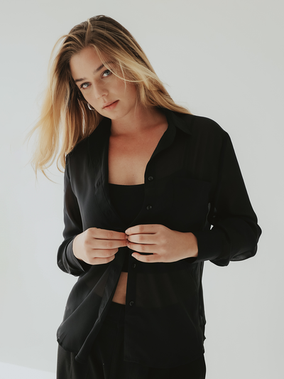 Sheer Long Sleeve Button Up