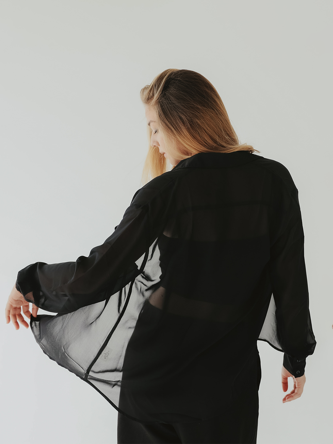 Sheer Long Sleeve Button Up
